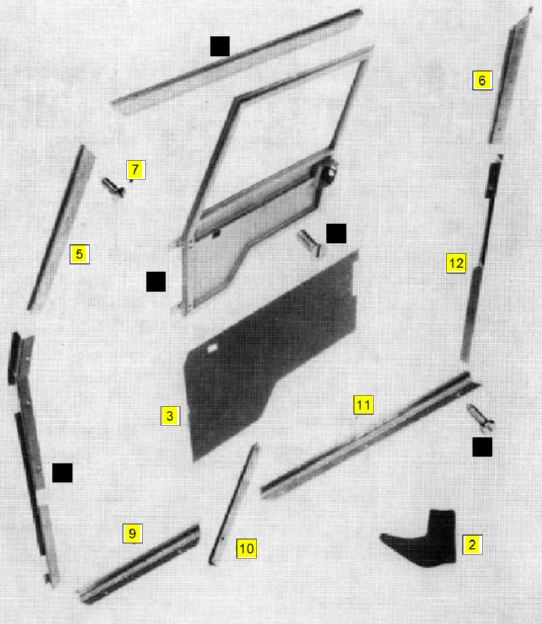 Multicar M25 Explosionszeichnung Klemmprofil Tür Links 