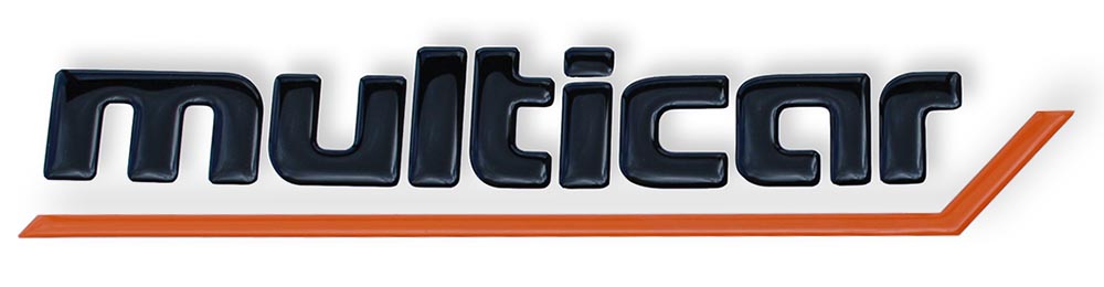 Schriftzug Schwarz / Orange, selbstklebend für Multicar M24 und M25